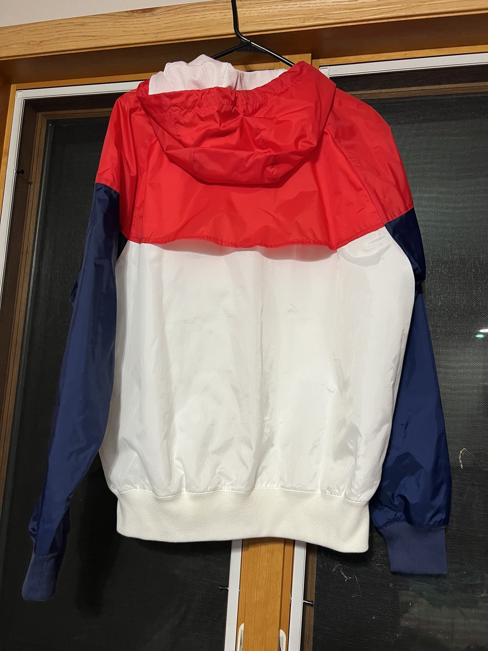 Nike Colorblock Red White Navy Hooded Windbreaker - Picture 2 of 3